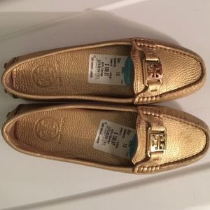 Gold Tory Burch Driver Shoes